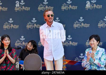 Minami Hamabe, Tom Felton und Yuriko Koike BEI der Eröffnung der 'Warner Bros. Studio Tour Tokyo - The Making of Harry Potter' auf dem ehemaligen Toshimaen Gelände. Tokio, 16.06.2023 Banque D'Images