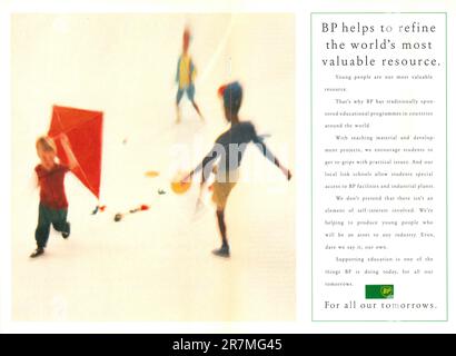 BP British Petroleum annonce de programmes éducatifs dans un magazine 1990 Banque D'Images