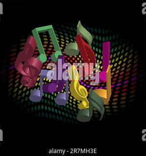 Fond musical - Notes multicolores sur fond en pointillés Illustration de Vecteur