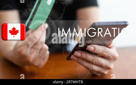 Écran virtuel avec émigration au Canada Banque D'Images