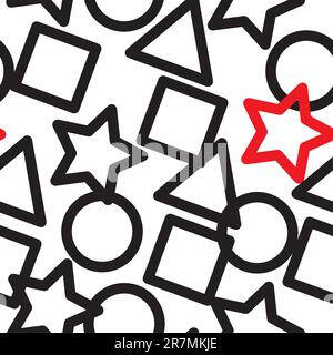 Arrière-plan abstrait avec des figures géométriques noires et rouges. Motif sans couture. Illustration vectorielle. Illustration de Vecteur