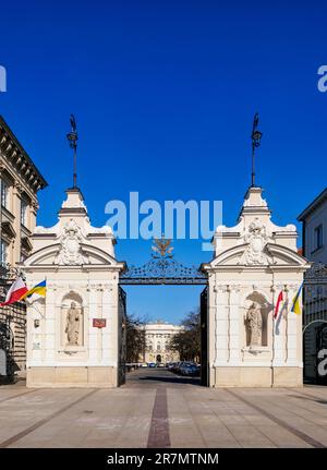 Université de Varsovie, porte principale, Varsovie, Voïvodeship de Masovian, Pologne Banque D'Images