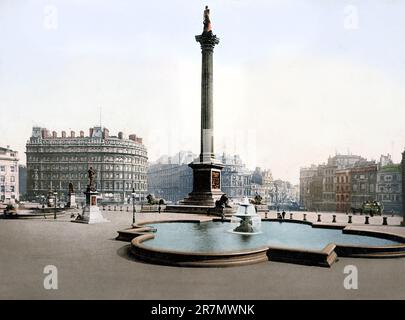 Trafalgar Square, Londres, Angleterre, Royaume-Uni, Detroit Publishing Company, Impression photochromique, 1900 Banque D'Images