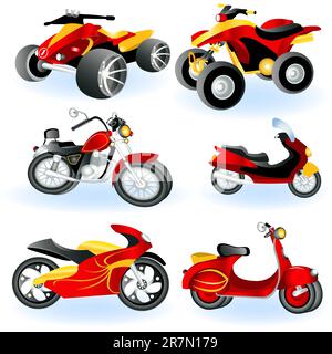 Une collection de 6 icônes différentes de moto - partie 2. Illustration de Vecteur