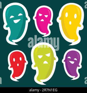Jolis autocollants fantômes, illustration vectorielle Illustration de Vecteur