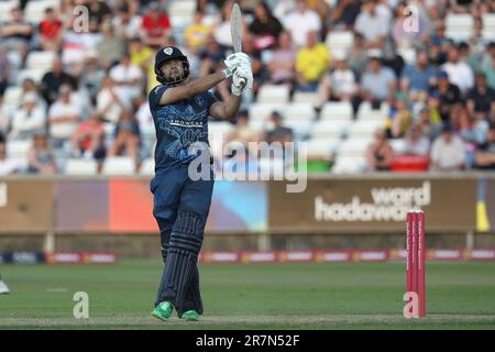 Haider Ali de Derbyshire dans l'action de batting pendant le match de Blast Vitality T20 entre Durham vs Derbyshire Falcons au Seat unique Riverside, Chester le 16th juin 2023. (Photo : Robert Smith | MI News) Credit: MI News & Sport /Alay Live News Banque D'Images