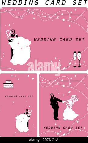 Ensemble de cartes de mariage, amour, couple, poster en papier, étiquettes Illustration de Vecteur