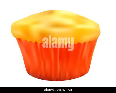 Délicieux muffins jaune zoom sans raisins secs et de bleuet Illustration de Vecteur