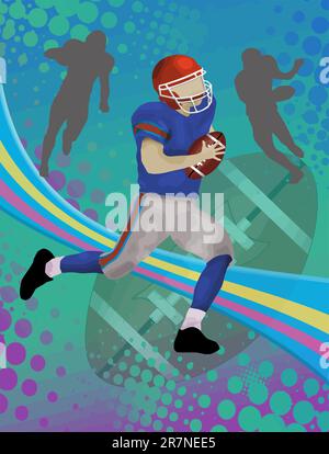 Grunge affiche de football américain avec des joueurs , illustration vectorielle Illustration de Vecteur