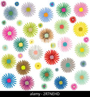 motif de fleurs colorées isolé sur fond blanc, illustration d'art vectoriel; plus de motifs dans ma galerie Illustration de Vecteur