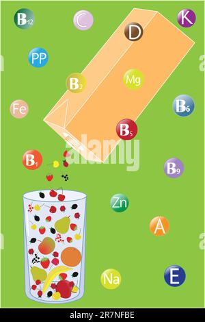 image abstraite d'un verre de baies et de fruits Illustration de Vecteur