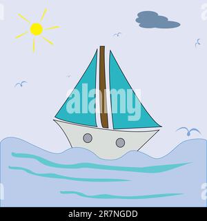 voile de bateau, illustration abstraite d'art vectoriel Illustration de Vecteur