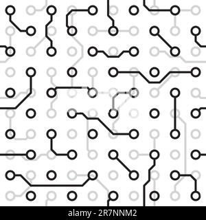 Texture vectorielle sans couture - motif monochrome de la carte de circuit imprimé eps8 Illustration de Vecteur