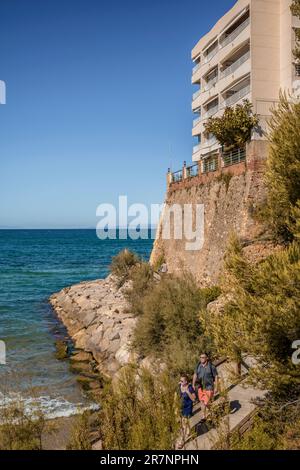 Route du Camino de Ronda de Salou, 6,5 km de lieux magiques et de paysages incroyables. Province de Tarragone, côte d'or, Catalogne, Espagne, Europe Banque D'Images