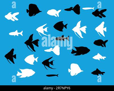 silhouette de poisson aquarium - vecteur Illustration de Vecteur