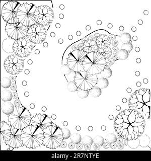 Plan de jardin avec symboles Illustration de Vecteur