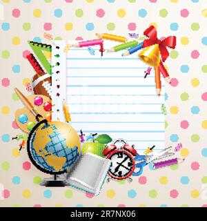 Carte de vœux de rentrée avec papeterie. Illustration vectorielle. Illustration de Vecteur