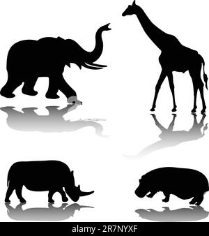 Silhouette d'animaux sauvages - vecteur Illustration de Vecteur