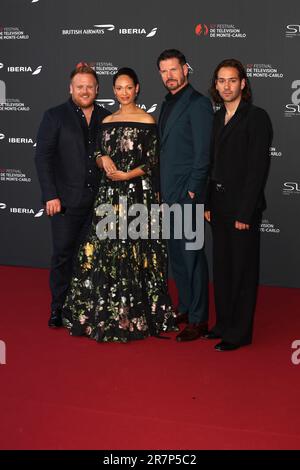 Monaco, Monaco. 17th juin 2023. Owain Arthur, Cynthia Addai-Robinson, Lloyd Owen et Maxim Baldry assistent au tapis rouge d'ouverture du Festival de télévision de Monte Carlo sur 16 juin 2023 62nd à Monte-Carlo, Monaco.image et copyright © Thierry CARPICO/ATP images (CARPICO Thierry/ATP/SPP) crédit: SPP Sport Press photo. /Alamy Live News Banque D'Images