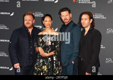 Monaco, Monaco. 17th juin 2023. Owain Arthur, Cynthia Addai-Robinson, Lloyd Owen et Maxim Baldry assistent au tapis rouge d'ouverture du Festival de télévision de Monte Carlo sur 16 juin 2023 62nd à Monte-Carlo, Monaco.image et copyright © Thierry CARPICO/ATP images (CARPICO Thierry/ATP/SPP) crédit: SPP Sport Press photo. /Alamy Live News Banque D'Images