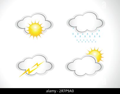 les icônes météo abstraites définissent l'illustration vectorielle Illustration de Vecteur