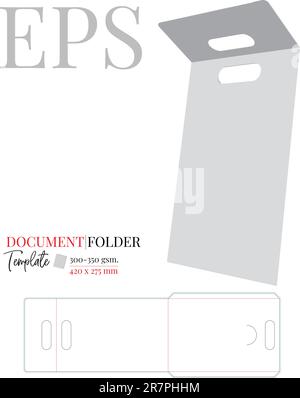 Dossier de documents A4 avec modèle de poignée, porte-documents papier. Vecteur avec calques de découpe. Dossier de documents blanc, transparent, vierge, isolé sur blanc Illustration de Vecteur
