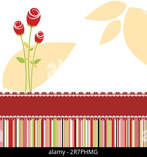 Carte d'invitation d'amour avec des fleurs rose rouge Illustration de Vecteur