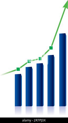 Business Graph avec flèche montrant des bénéfices et des gains Illustration de Vecteur