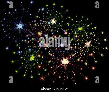 Des traînées d'artifice dans le ciel de nuit Illustration de Vecteur