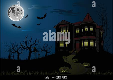 Illustration vector background, Halloween Haunted House Illustration de Vecteur