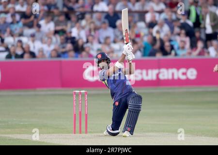 Feroze Khushi atteint 4 courses pour Essex pendant Essex Eagles vs Glamourgan, Vitality Blast T20 Cricket au sol du comté de Cloud le 16th juin 2023 Banque D'Images