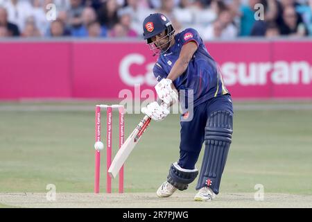 Feroze Khushi atteint 4 courses pour Essex pendant Essex Eagles vs Glamourgan, Vitality Blast T20 Cricket au sol du comté de Cloud le 16th juin 2023 Banque D'Images