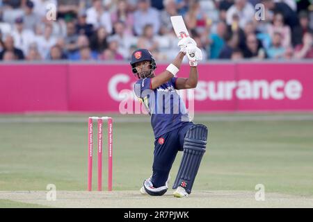 Feroze Khushi atteint 4 courses pour Essex pendant Essex Eagles vs Glamourgan, Vitality Blast T20 Cricket au sol du comté de Cloud le 16th juin 2023 Banque D'Images