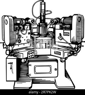 Machine-outil isolée sur blanc Illustration de Vecteur