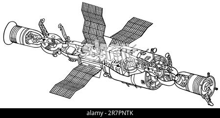 Station spatiale isolée sur blanc Illustration de Vecteur