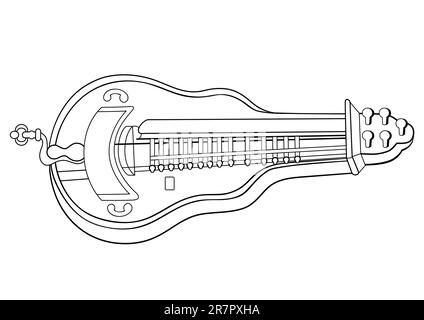 Illustration de l'ancien instrument de musique - hurdy-gurdy - orgue à canon. Ce fichier est vectoriel, peut être mis à l'échelle à n'importe quelle taille sans perte de qualité. Illustration de Vecteur