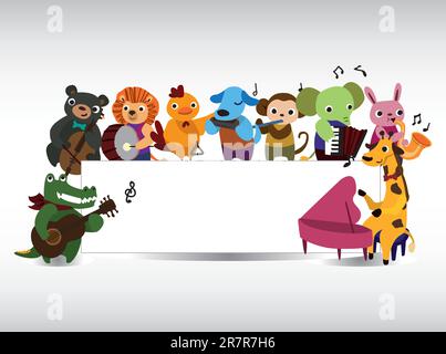 carte de musique avec jeu d'animaux Illustration de Vecteur