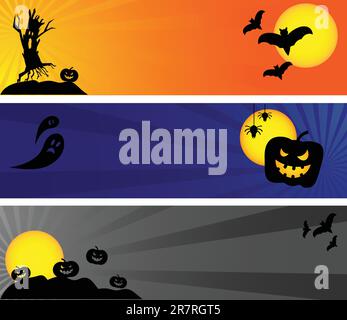 Ensemble de bannières Halloween avec symboles Halloween Illustration de Vecteur