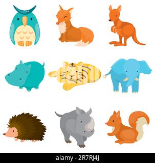 icônes animalières du zoo Illustration de Vecteur