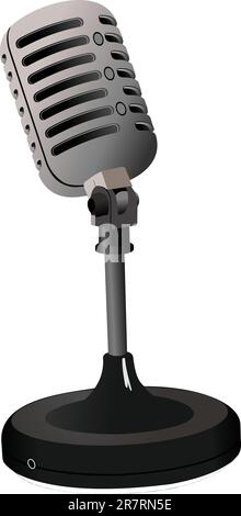 Microphone Vintage image sur fond blanc. Vector illustration Illustration de Vecteur