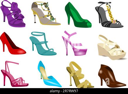 Collection de chaussures pour Femme Illustration de Vecteur