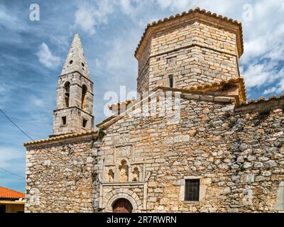 Église de Taxiarches, 18th siècle, village de Tseria, près de Kardamyli, Mani Messenian, Exo Mani, presqu'île du Péloponnèse, région du Péloponnèse, Grèce Banque D'Images