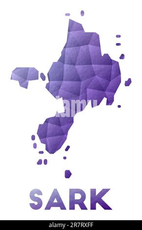 Carte de Sark. Illustration poly basse de l'îlot. Motif géométrique violet. Illustration de vecteur polygonal. Illustration de Vecteur