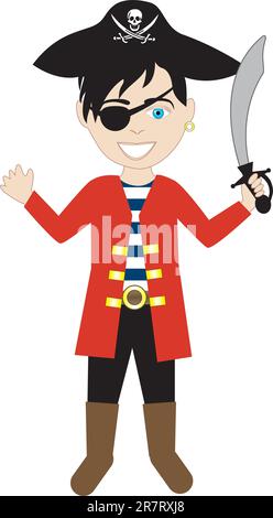 Vecteur d'un garçon dans un costume de pirate. Illustration de Vecteur