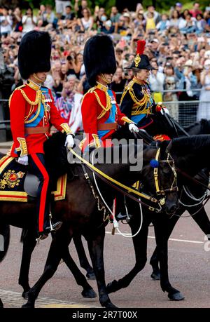 William, Prince de Galles, Anne, Princesse Royale et Prince Edward, comte de Wessex part à Buckingham Palace à Londres, sur 17 juin 2023, à la parade des gardes à cheval, pour assister à la Trooping the Color (la parade d'anniversaire des rois) photo: Albert Nieboer/pays-Bas OUT/point de vue OUT Banque D'Images