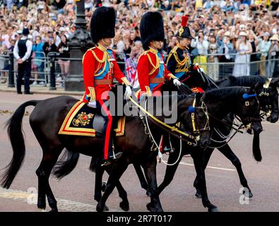 William, Prince de Galles, Anne, Princesse Royale et Prince Edward, comte de Wessex part à Buckingham Palace à Londres, sur 17 juin 2023, à la parade des gardes à cheval, pour assister à la Trooping the Color (la parade d'anniversaire des rois) photo: Albert Nieboer/pays-Bas OUT/point de vue OUT Banque D'Images