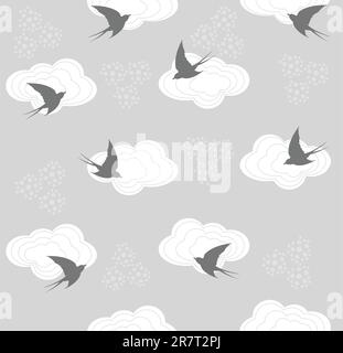 Cute et avaler sans motif nuage Illustration de Vecteur