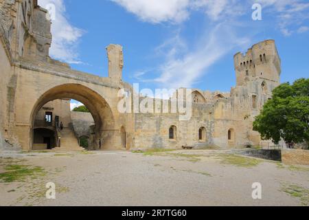 Cour intérieure du monastère roman Abbaye de Montmajour, monastère, roman, monastère bénédictin, complexe monastique, Arles Banque D'Images