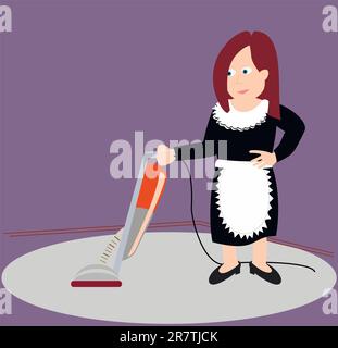 La femme de ménage nettoie la maison Illustration de Vecteur
