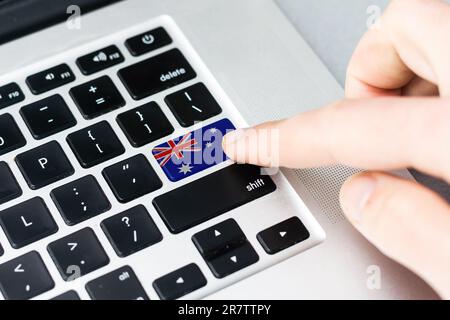 Un clavier avec un bouton étiqueté - drapeau de l'Australie Banque D'Images